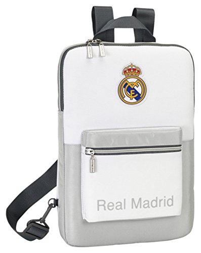 Safta SF-611624-766-Funda portatil 15,6 hombreras Extra, diseño Real Madrid, Unisex, Multicolor, 40 cm