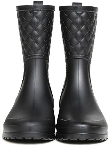 SAGUARO Botas de Agua Mujer Jardín Trabajo Lluvia Botas Antideslizante Wellington Boots Impermeable Media Pierna Bota de Goma, Negro 36