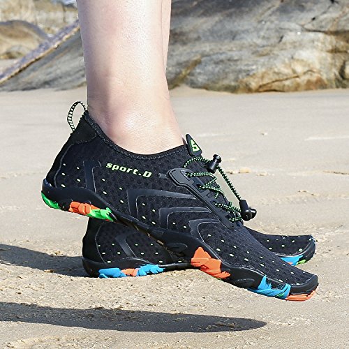 SAGUARO Escarpines Hombre Mujer Zapatos de Agua para Natación Buceo Snorkel Surf Piscina Playa Vela Mar Río Aqua Acuáticos Calzado de Transpirable Secado Rápido, Negro 42