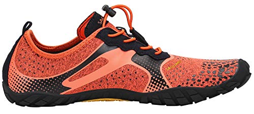 SAGUARO Hombre Mujer Barefoot Zapatillas de Trail Running Minimalistas Zapatillas de Deporte Fitness Gimnasio Caminar Zapatos Descalzos para Correr en Montaña Asfalto Escarpines de Agua, Naranja, 46