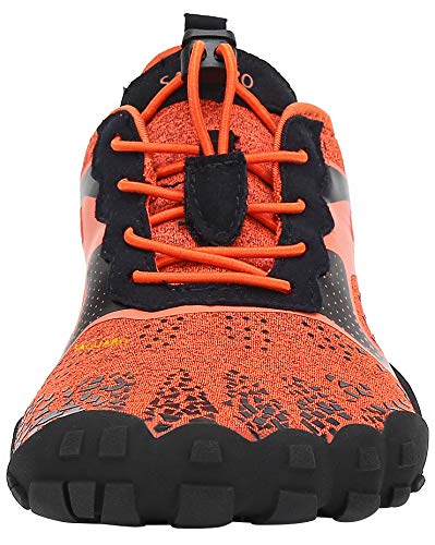 SAGUARO Hombre Mujer Barefoot Zapatillas de Trail Running Minimalistas Zapatillas de Deporte Fitness Gimnasio Caminar Zapatos Descalzos para Correr en Montaña Asfalto Escarpines de Agua, Naranja, 41