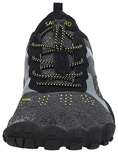 SAGUARO Hombre Mujer Barefoot Zapatillas de Trail Running Minimalistas Zapatillas de Deporte Fitness Gimnasio Caminar Zapatos Descalzos para Correr en Montaña Asfalto Escarpines de Agua, Negro, 39 EU