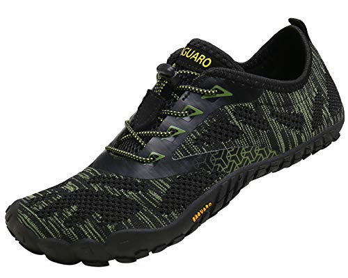 SAGUARO Hombre Mujer Barefoot Zapatillas de Trail Running Minimalistas Zapatillas de Deporte Fitness Gimnasio Caminar Zapatos Descalzos para Correr en Montaña Asfalto Escarpines de Agua, Verde, 41 EU
