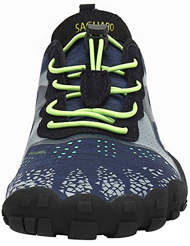 SAGUARO Hombre Mujer Barefoot Zapatillas de Trail Running Minimalistas Zapatillas de Deporte Fitness Gimnasio Caminar Zapatos Descalzos para Correr en Montaña Asfalto Escarpines de Agua, Azul, 43 EU