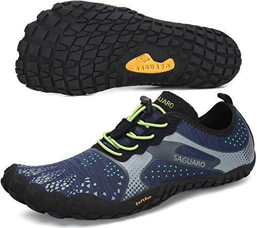 SAGUARO Hombre Mujer Minimalistas Zapatillas de Deporte Trail Running Calzado Caminar Cómodas Senderismo Ciclismo Ligeras Deportivas Andar Trekking Montaña Agua Exterior Interior(Azul, 46 EU)