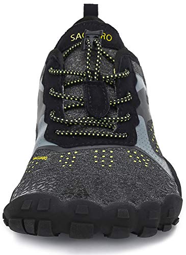 SAGUARO Hombre Mujer Minimalistas Zapatillas de Deporte Trail Running Calzado Caminar Cómodas Senderismo Ciclismo Ligeras Deportivas Andar Trekking Montaña Agua Exterior Interior(Negro, 44 EU)