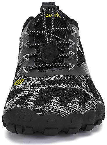 SAGUARO Hombre Mujer Zapatillas de Training Yoga Entrenamiento Gym Interior Transpirables Zapatos Correr Barefoot Resistentes Comodas Zapatos Gimnasio Asfalto Playa Agua Exterior(034 Negro, 42 EU)