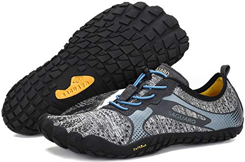 SAGUARO Hombre Mujer Zapatillas de Training Yoga Entrenamiento Gym Interior Transpirables Zapatos Correr Barefoot Resistentes Comodas Zapatos Gimnasio Asfalto Playa Agua Exterior(Gris, 39 EU)