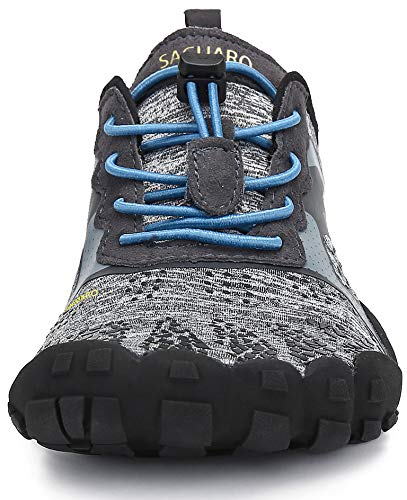 SAGUARO Hombre Mujer Zapatillas de Training Yoga Entrenamiento Gym Interior Transpirables Zapatos Correr Barefoot Resistentes Comodas Zapatos Gimnasio Asfalto Playa Agua Exterior(Gris, 39 EU)