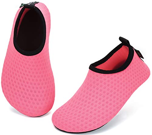 SAGUARO Niños Niñas Zapatos de Agua Calcetines Zapatillas de Deporte Descalzos Aire Libre Snorkel Deportes Acuáticos Escarpines Piscina Playa Yoga Secado Rápido,Mesh Rosa 24/25 EU