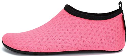 SAGUARO Niños Niñas Zapatos de Agua Calcetines Zapatillas de Deporte Descalzos Aire Libre Snorkel Deportes Acuáticos Escarpines Piscina Playa Yoga Secado Rápido,Mesh Rosa 24/25 EU