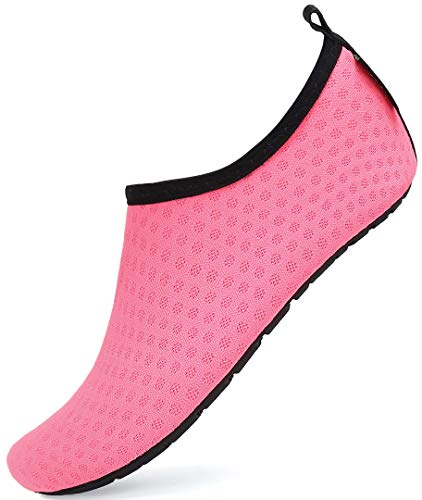 SAGUARO Niños Niñas Zapatos de Agua Calcetines Zapatillas de Deporte Descalzos Aire Libre Snorkel Deportes Acuáticos Escarpines Piscina Playa Yoga Secado Rápido,Mesh Rosa 24/25 EU