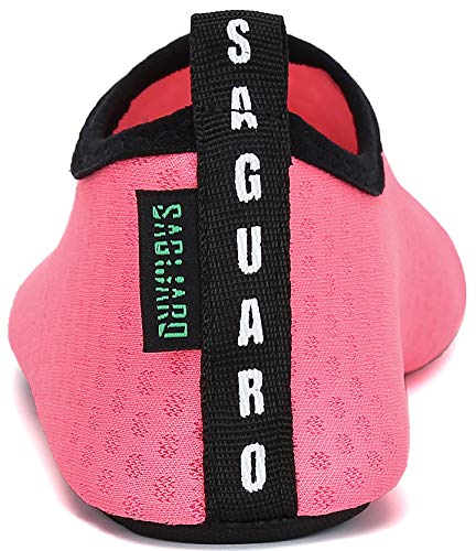 SAGUARO Niños Niñas Zapatos de Agua Calcetines Zapatillas de Deporte Descalzos Aire Libre Snorkel Deportes Acuáticos Escarpines Piscina Playa Yoga Secado Rápido,Mesh Rosa 24/25 EU