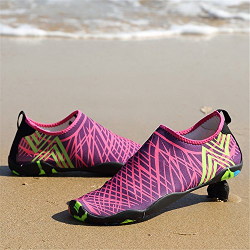 SAGUARO® Skin Shoes Descalzo acuático Aqua Calcetines para de Nadada de la Playa de la Resaca de la Yoga, Rosa roja 4 37