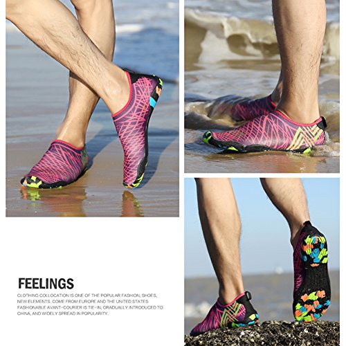 SAGUARO® Skin Shoes Descalzo acuático Aqua Calcetines para de Nadada de la Playa de la Resaca de la Yoga, Rosa roja 4 37