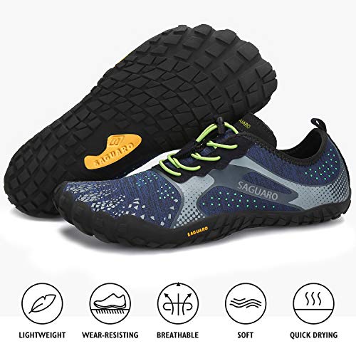 SAGUARO Unisexo Ligeras Zapatillas de Trail Running Flexibles Elástica Zapatos de Playa Ventilación Ajustables Zapato Descalzos Minimalistas Zapatillas para Pista Surf Buceo Nadando, Agua Azul 46