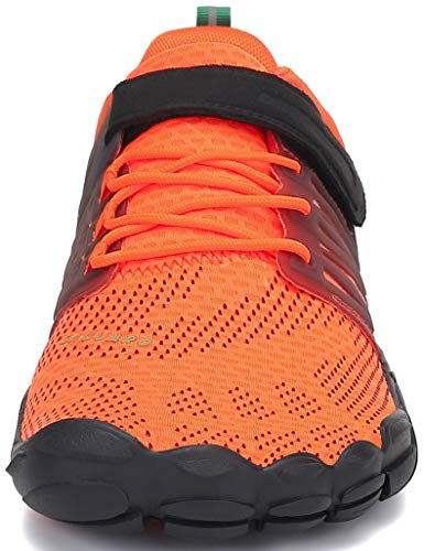 SAGUARO Zapatos de Playa de Suela Gruesa Lace Up Secado Rápido Zapato de Natación Hombre Mujer Cómodo Bajo Superior Zapatillas Descalzos Anfibio Barco Conducir Yoga Water Shoes, Trail Naranja 36