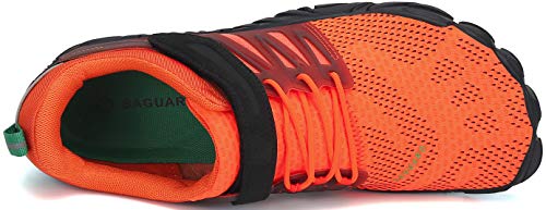 SAGUARO Zapatos de Playa de Suela Gruesa Lace Up Secado Rápido Zapato de Natación Hombre Mujer Cómodo Bajo Superior Zapatillas Descalzos Anfibio Barco Conducir Yoga Water Shoes, Trail Naranja 36