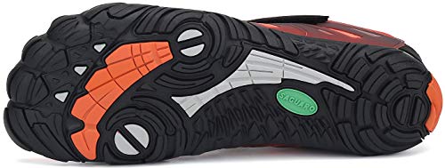 SAGUARO Zapatos de Playa de Suela Gruesa Lace Up Secado Rápido Zapato de Natación Hombre Mujer Cómodo Bajo Superior Zapatillas Descalzos Anfibio Barco Conducir Yoga Water Shoes, Trail Naranja 36