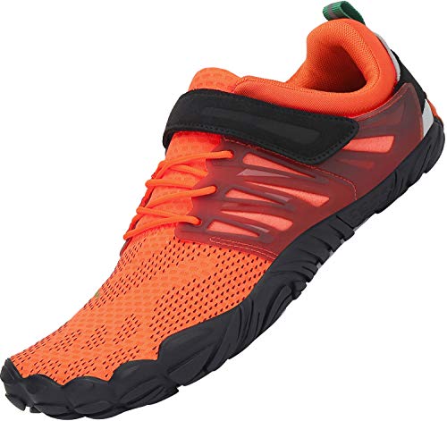 SAGUARO Zapatos de Playa de Suela Gruesa Lace Up Secado Rápido Zapato de Natación Hombre Mujer Cómodo Bajo Superior Zapatillas Descalzos Anfibio Barco Conducir Yoga Water Shoes, Trail Naranja 36