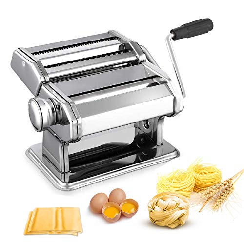 Sailnovo Máquina Pasta Fresca, Máquina de Cortador de Pasta de Acero Inoxidable, Máquina de Rodillos Para Casa Cocina Fabrica de Fideos Frescos de Masa Tagliatelle de Lasaña de Espaguetis