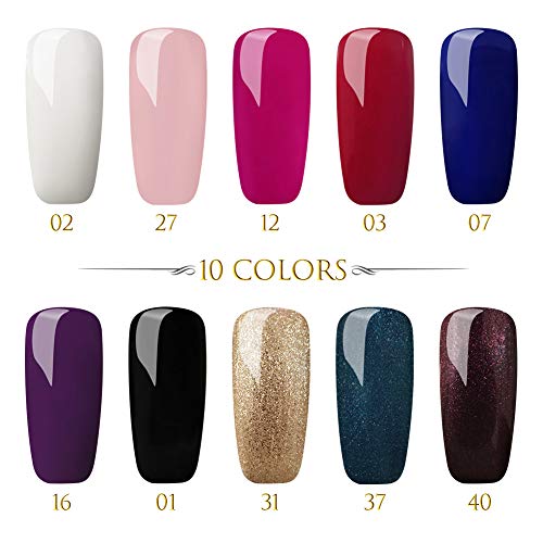 Saint-Acior Lámpara de Uñas UV/LED 36W Curado de Esmalte de Gel Esmalte de Uñas Semipermanente Uñas de Gel Kit de Manicura 10pcs con Base Coat Top Coat Soak off 8ml Manicura Kit