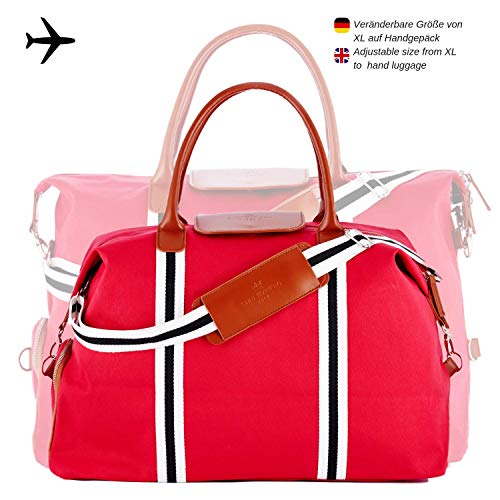 Saint Maniero Bolsa de Viaje Premium Bolsa de Lona Bolsa de Fin de Semana Bolso de Hombro Travel Duffle Duffle para Viaje Corto Bolsa de Mano Bolsa Deporte Duffle Trabajo Bolsa Noche (Rojo, L-XL)