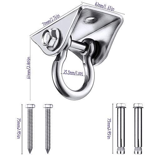 SaiXuan Tarea Pesada Ganchos de Techo,Anclaje de Techo con SUS304 Acero Inoxidable Girar,4 Tornillos para Hormigón y Madera Yoga,Hamacas,Sillón Colgante,Capacidad 450Kg (180°Rotación) SaiXuan Tarea Pesada Ganchos de Techo,Anclaje de Techo con SUS304 Acero Inoxidable Girar,4 Tornillos para Hormigón y Madera Yoga,Hamacas,Sillón Colgante,Capacidad 450Kg (180°Rotación)