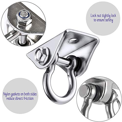 SaiXuan Tarea Pesada Ganchos de Techo,Anclaje de Techo con SUS304 Acero Inoxidable Girar,4 Tornillos para Hormigón y Madera Yoga,Hamacas,Sillón Colgante,Capacidad 450Kg (180°Rotación) SaiXuan Tarea Pesada Ganchos de Techo,Anclaje de Techo con SUS304 Acero Inoxidable Girar,4 Tornillos para Hormigón y Madera Yoga,Hamacas,Sillón Colgante,Capacidad 450Kg (180°Rotación)