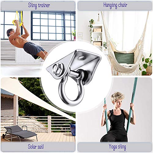 SaiXuan Tarea Pesada Ganchos de Techo,Anclaje de Techo con SUS304 Acero Inoxidable Girar,4 Tornillos para Hormigón y Madera Yoga,Hamacas,Sillón Colgante,Capacidad 450Kg (180°Rotación) SaiXuan Tarea Pesada Ganchos de Techo,Anclaje de Techo con SUS304 Acero Inoxidable Girar,4 Tornillos para Hormigón y Madera Yoga,Hamacas,Sillón Colgante,Capacidad 450Kg (180°Rotación)
