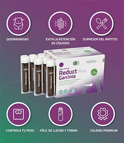 Sakai – Sline Control Reduct Plus Garcinia Cambogia + Zinc + L-Carnitina. Quemagrasas potente, saciante, termogénico y previene la retención de líquidos. Complemento alimenticio