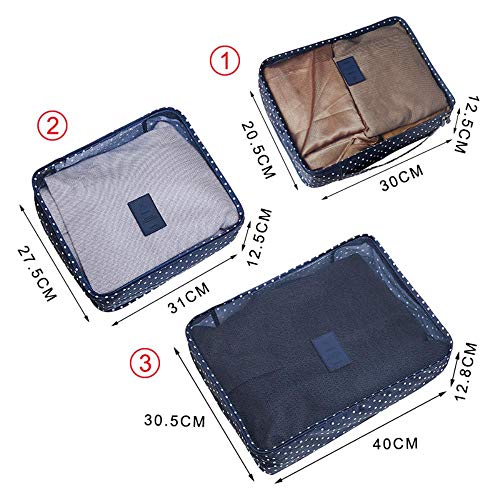 SAKUROO 6PCS / Set Organización de Almacenamiento de Ropa Juego de Viaje Maleta Calzado Lencería Bolsas divisorias cosméticas Accesorios para el Organizador del Armario casero, Rosa roja