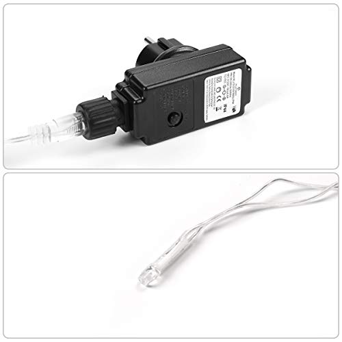 SALCAR Cortina de luces LED de 5M + cable de alimentación de 3M, cadena LED decorativa con 200 LED a prueba de agua - blanco cálido