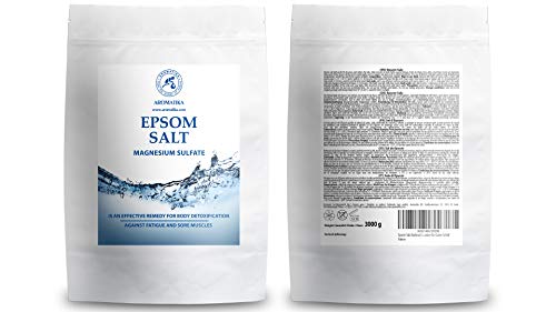 Sales de Baño 3kg - Sal de Epsom 3000g - 100% Pura & Natural - Fuente Concentrada de Magnesio - Relajación & Recuperación Muscular - Desintoxicación - Cuidado del Cuerpo - Cura - Mejor Buen Sueño