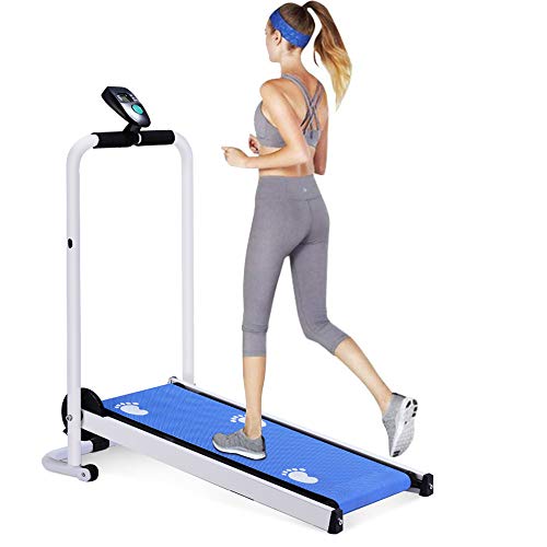 SalmophC Máquina para Correr con Cinta de Correr eléctrica Plegable Bodyfit con Pantalla LED y reposabrazos Ajustable 1/2 Mini Equipo de Ejercicio de diseño Compacto para Oficina en casa y Gimnasio