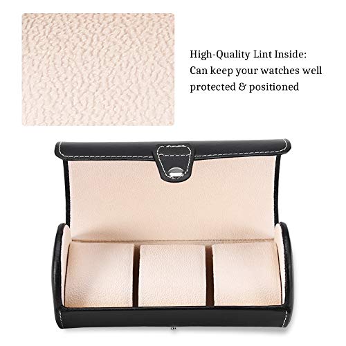 Salmue Caja de Relojes, 2 Colores 3 Rejillas Cilíndrico Hombre Mujer Cierre de Metal, Estuche de Almacenamiento para Relo, Caja para Almacenamiento Relojes Soporte(Negro) Salmue Caja de Relojes, 2 Colores 3 Rejillas Cilíndrico Hombre Mujer Cierre de Metal, Estuche de Almacenamiento para Relo, Caja para Almacenamiento Relojes Soporte(Negro)