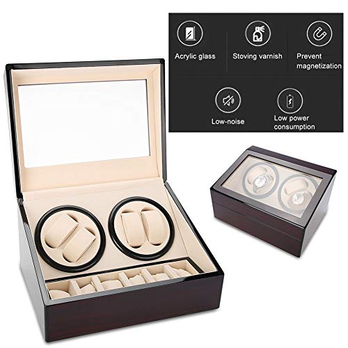 Salmue Caja Giratoria para Relojes, Caja de Enrollador de Reloj, para 4 Relojes Automáticos 6 Vitrina de Almacenamiento de Reloj de Pulsera, Estuche de Almacenamiento para Relojes de Exhibición(02#)