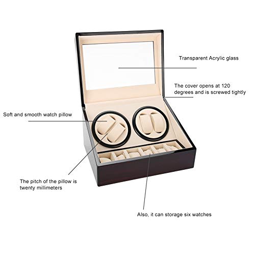 Salmue Caja Giratoria para Relojes, Caja de Enrollador de Reloj, para 4 Relojes Automáticos 6 Vitrina de Almacenamiento de Reloj de Pulsera, Estuche de Almacenamiento para Relojes de Exhibición(02#) Salmue Caja Giratoria para Relojes, Caja de Enrollador de Reloj, para 4 Relojes Automáticos 6 Vitrina de Almacenamiento de Reloj de Pulsera, Estuche de Almacenamiento para Relojes de Exhibición(02#)