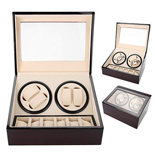 Salmue Caja Giratoria para Relojes, Caja de Enrollador de Reloj, para 4 Relojes Automáticos 6 Vitrina de Almacenamiento de Reloj de Pulsera, Estuche de Almacenamiento para Relojes de Exhibición(02#)