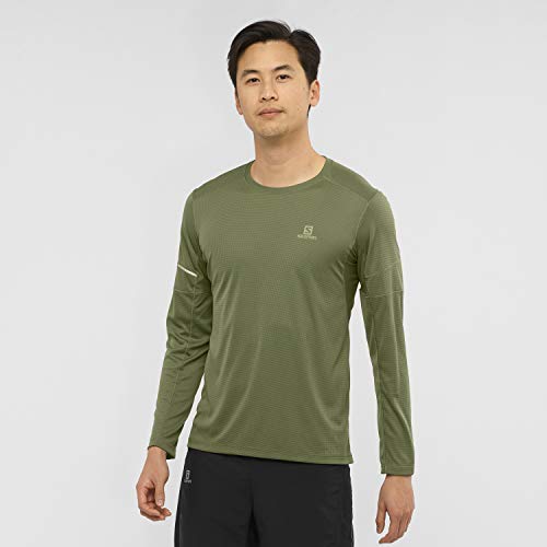 Salomon AGILE LS TEE M Camiseta deportiva de manga larga, Verde (Olive Night), Talla XL para Hombre