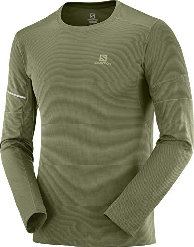 Salomon AGILE LS TEE M Camiseta deportiva de manga larga, Verde (Olive Night), Talla XL para Hombre