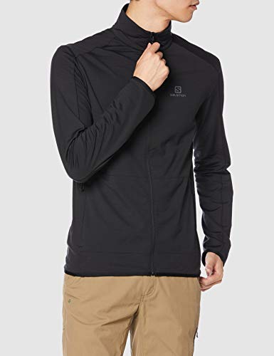 Salomon OUTRACK FZ MID M Sudadera con cremallera, Negro, Talla L para Hombre Salomon OUTRACK FZ MID M Sudadera con cremallera, Negro, Talla L para Hombre