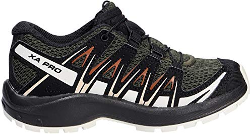 SALOMON XA Pro 3D J, Zapatillas de Trail Running Unisex Adulto, Verde (Grape Leaf/Vanilla Ice/Caramel Café), 37 EU