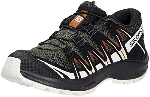 SALOMON XA Pro 3D J, Zapatillas de Trail Running Unisex Adulto, Verde (Grape Leaf/Vanilla Ice/Caramel Café), 37 EU