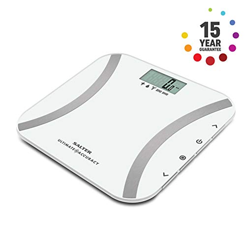 Salter 9073 WH3R - Salter. Báscula de baño, plataforma de vidrio templado, medición precisa que pesa hasta 0.50 g, capacidad 180 kg, 15 años de garantía Salter 9073 WH3R - Salter. Báscula de baño, plataforma de vidrio templado, medición precisa que pesa hasta 0.50 g, capacidad 180 kg, 15 años de garantía