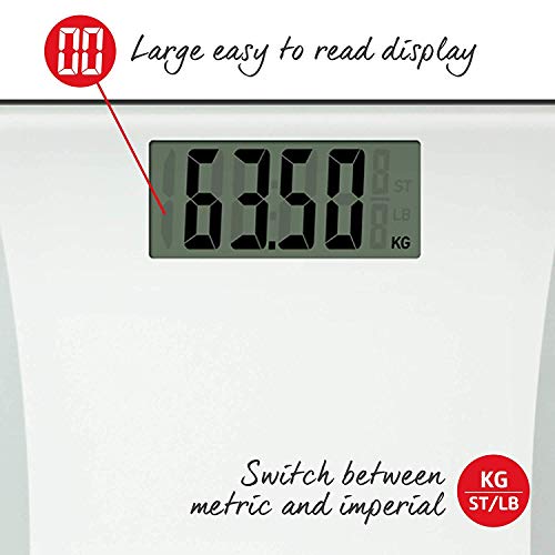 Salter 9073 WH3R - Salter. Báscula de baño, plataforma de vidrio templado, medición precisa que pesa hasta 0.50 g, capacidad 180 kg, 15 años de garantía Salter 9073 WH3R - Salter. Báscula de baño, plataforma de vidrio templado, medición precisa que pesa hasta 0.50 g, capacidad 180 kg, 15 años de garantía