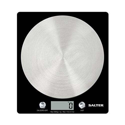 Salter Báscula de Cocina Digital Plataforma de Vidrio, Capacidad 5kg, Función de Añadir y Pesar, Negro Salter Báscula de Cocina Digital Plataforma de Vidrio, Capacidad 5kg, Función de Añadir y Pesar, Negro