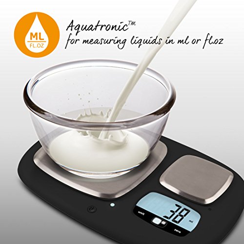 Salter Ultimate Accuracy Platform Kitchen Scale 1084 básculas de Cocina, Dual, 10 kg de Alta Capacidad y Plataformas de 200 g de precisión máxima, Pantalla LED Digital, se Pueden Pesar líquidos, Negro