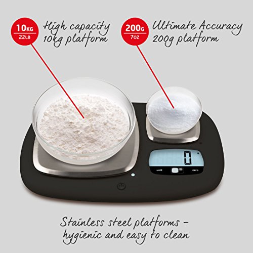 Salter Ultimate Accuracy Platform Kitchen Scale 1084 básculas de Cocina, Dual, 10 kg de Alta Capacidad y Plataformas de 200 g de precisión máxima, Pantalla LED Digital, se Pueden Pesar líquidos, Negro Salter Ultimate Accuracy Platform Kitchen Scale 1084 básculas de Cocina, Dual, 10 kg de Alta Capacidad y Plataformas de 200 g de precisión máxima, Pantalla LED Digital, se Pueden Pesar líquidos, Negro