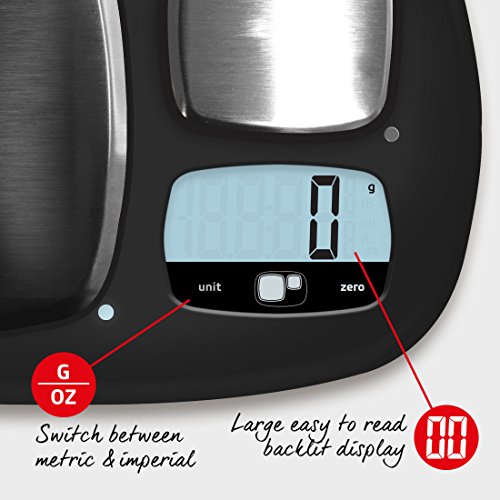 Salter Ultimate Accuracy Platform Kitchen Scale 1084 básculas de Cocina, Dual, 10 kg de Alta Capacidad y Plataformas de 200 g de precisión máxima, Pantalla LED Digital, se Pueden Pesar líquidos, Negro